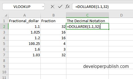 How to use DOLLARDE function in Excel?