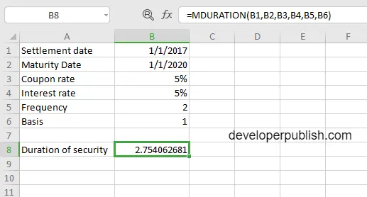 MDURATION Function in Excel