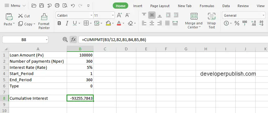 CUMIPMT Function in Excel