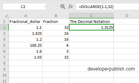 How to use DOLLARDE function in Excel?