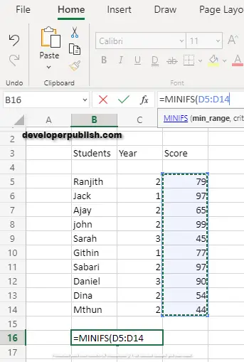 How to use MINIFS Function in Excel ?