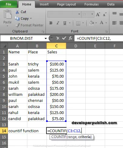 How to use COUNTIF Function in Excel?