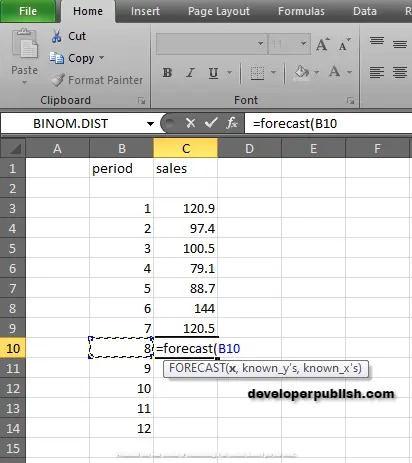 How to use the FORECAST Function in Excel?