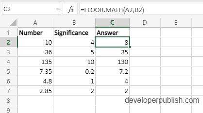 How to use Floor.math function in Excel?