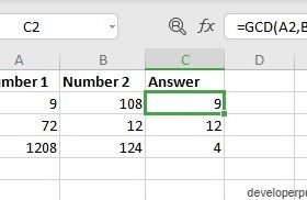 GCD Function in Excel