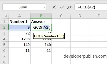 How to use GCD Function in Excel?