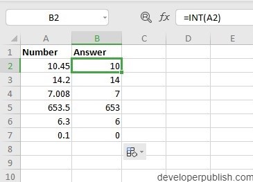 INT Function in Excel