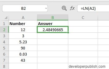 How to use LN Function in Excel?