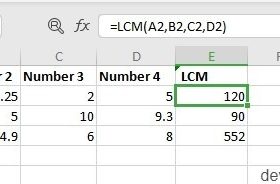 LCM Function in Excel