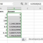 LOG10 Function in Excel