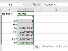 LOG10 Function in Excel
