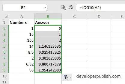 How to use LOG10 Function in Excel?