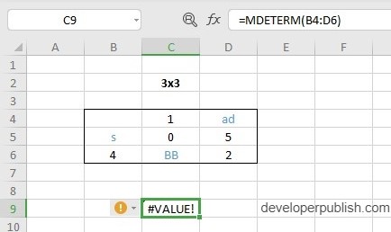 MDETERM Function in Excel