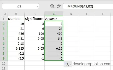 MROUND Function in Excel