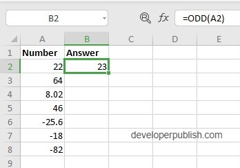 How the ODD Function works in Excel?