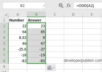 ODD Function in Excel