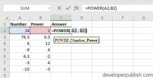 How to use POWER Function in Excel? | Developer Publish