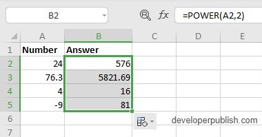 POWER Function in Excel