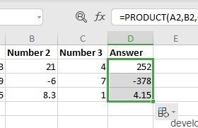 PRODUCT Function in Excel