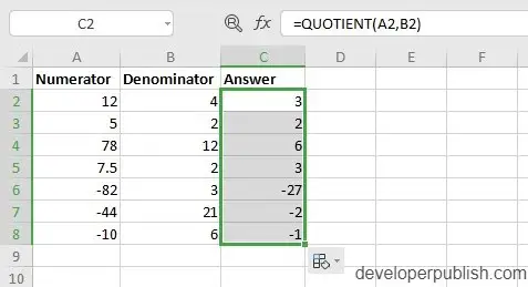 How does the QUOTIENT Function work in Excel?