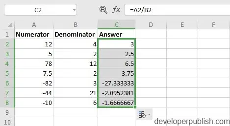 QUOTIENT Function in Excel