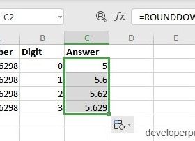 ROUNDDOWN Function in Excel