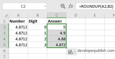 How does the ROUNDUP Function work in Excel?