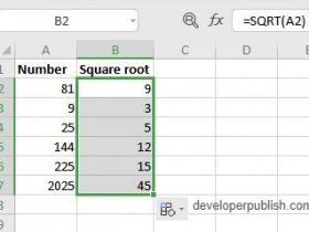 SQRT Function in Excel