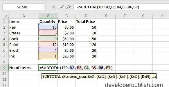 SUBTOTAL Function in Excel