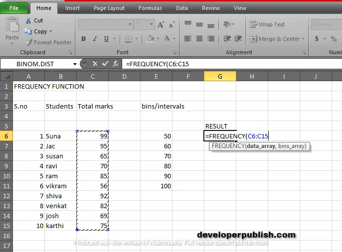 How To Use Frequency Function In Excel Developer Publish 9938