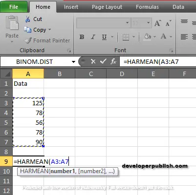 How to use HARMEAN Function in Excel ?