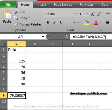 How to use HARMEAN Function in Excel ?