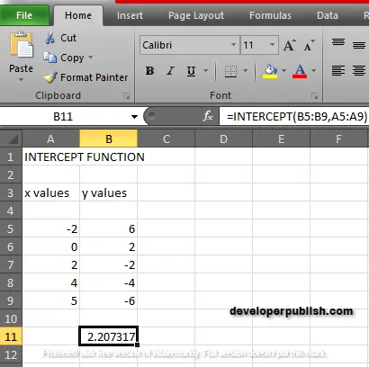 How to use INTERCEPT Function in Excel?