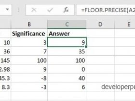 FLOOR.PRECISE Function in Excel