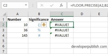 FLOOR.PRECISE Function in Excel