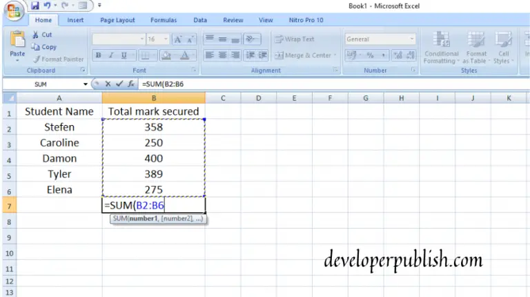 Sum Function In Excel Developer Publish 1632