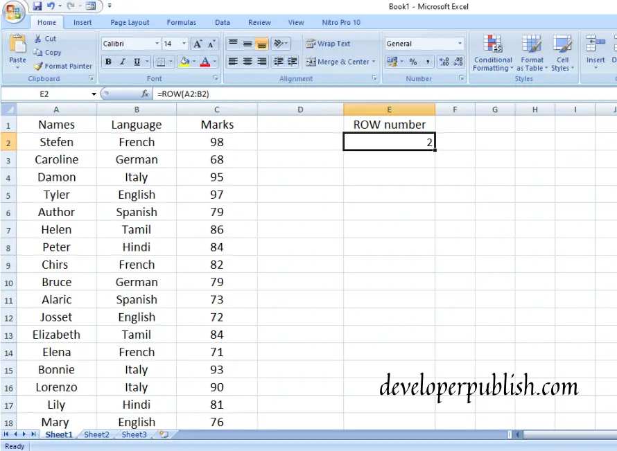 How to use Row function in Excel?