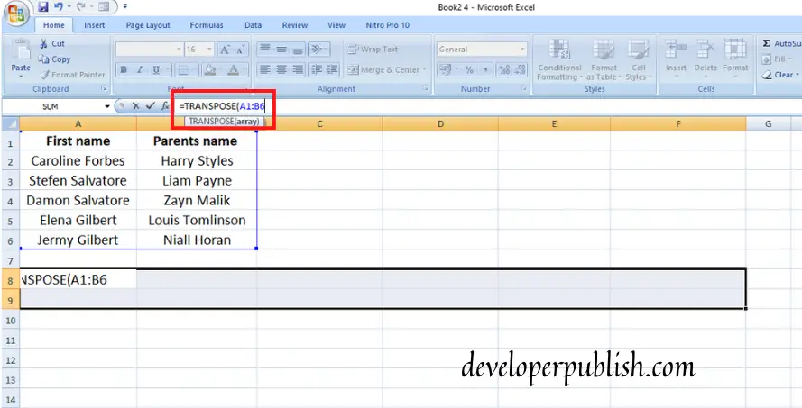 How to use Transpose Function in Excel?