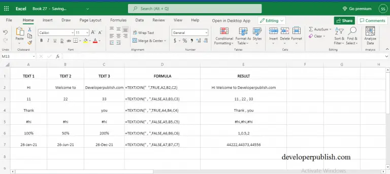 TEXTJOIN Function in excel
