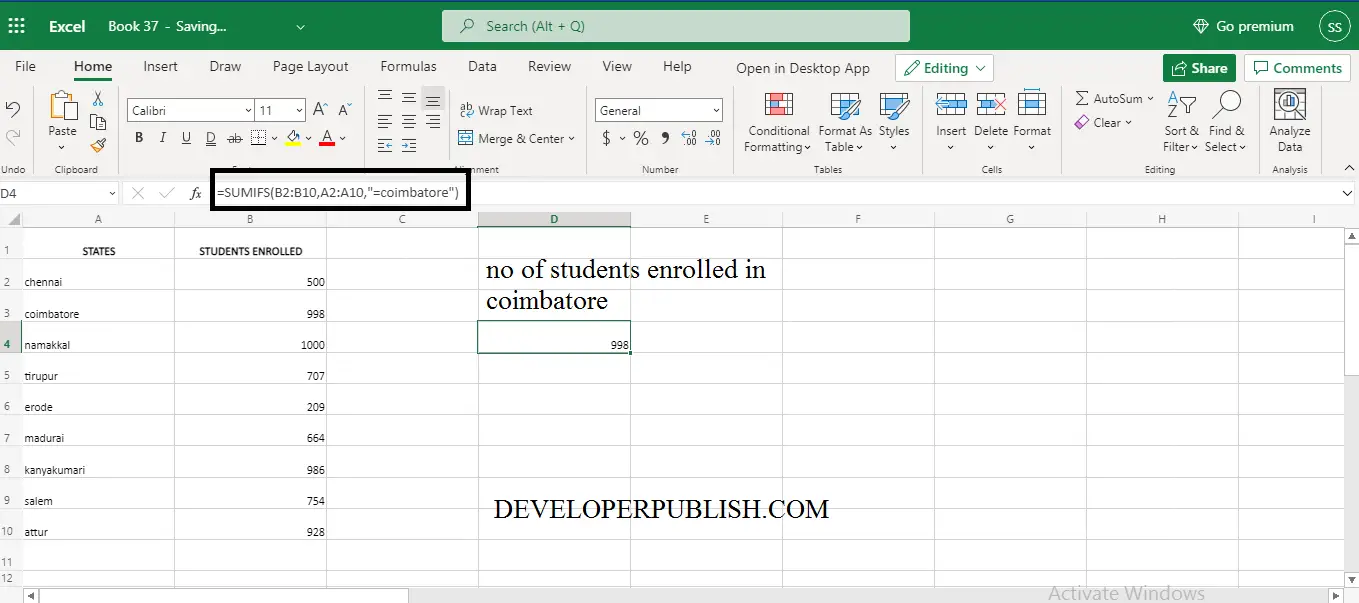 How to use SUMIFS Function in Excel?  Developer Publish