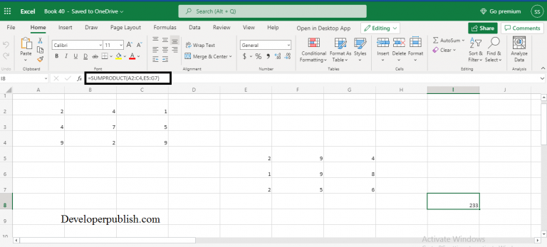 SUMPRODUCT Function in Excel