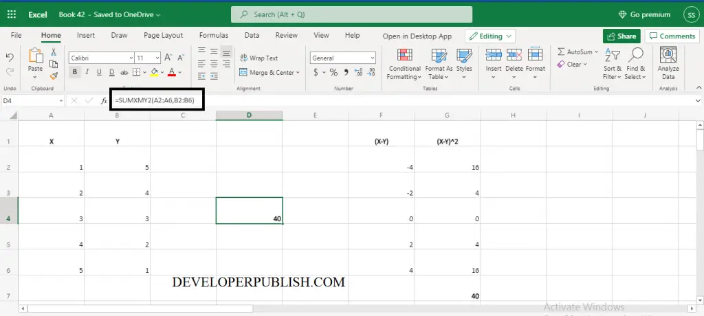 How to use SUMXMY2 Function in Excel? 