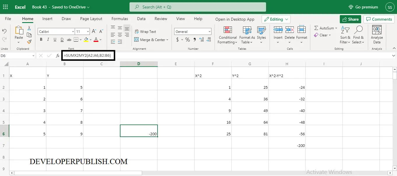 How to use SUMX2MY2 Function in Excel? | Developer Publish