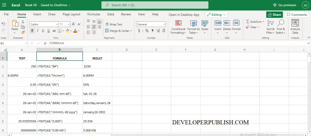 we have performed TEXT Function in excel spreadsheet