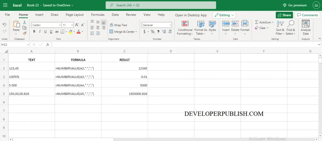 How to use NUMBERVALUE Function in Excel?  