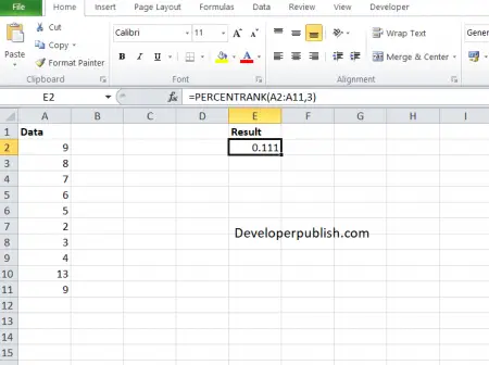 How to use the PERCENTRANK function in Excel?