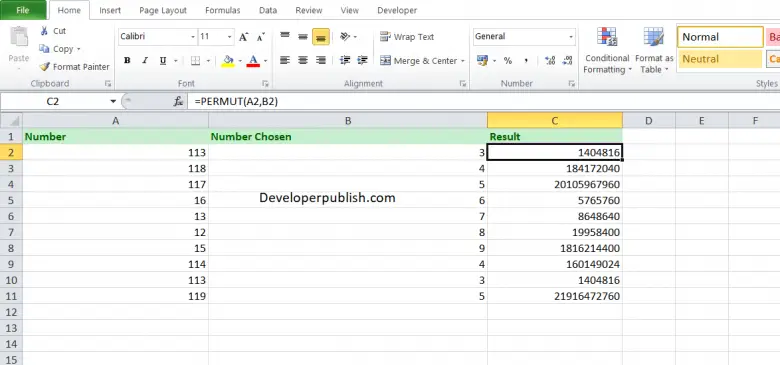 How to use the PERMUT function in Excel?