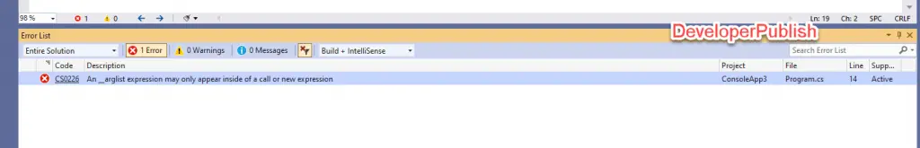 C# Error CS0226 – An __arglist expression may only appear inside of a call or new expression