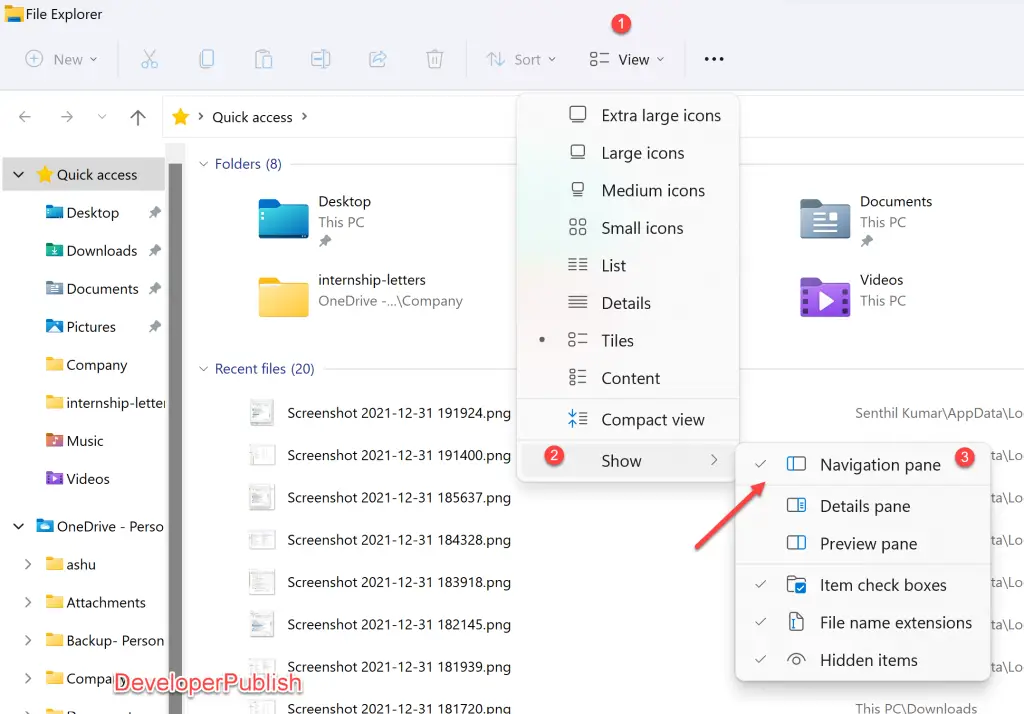 How to Show or Hide Navigation Pane in Windows 11 File Explorer?