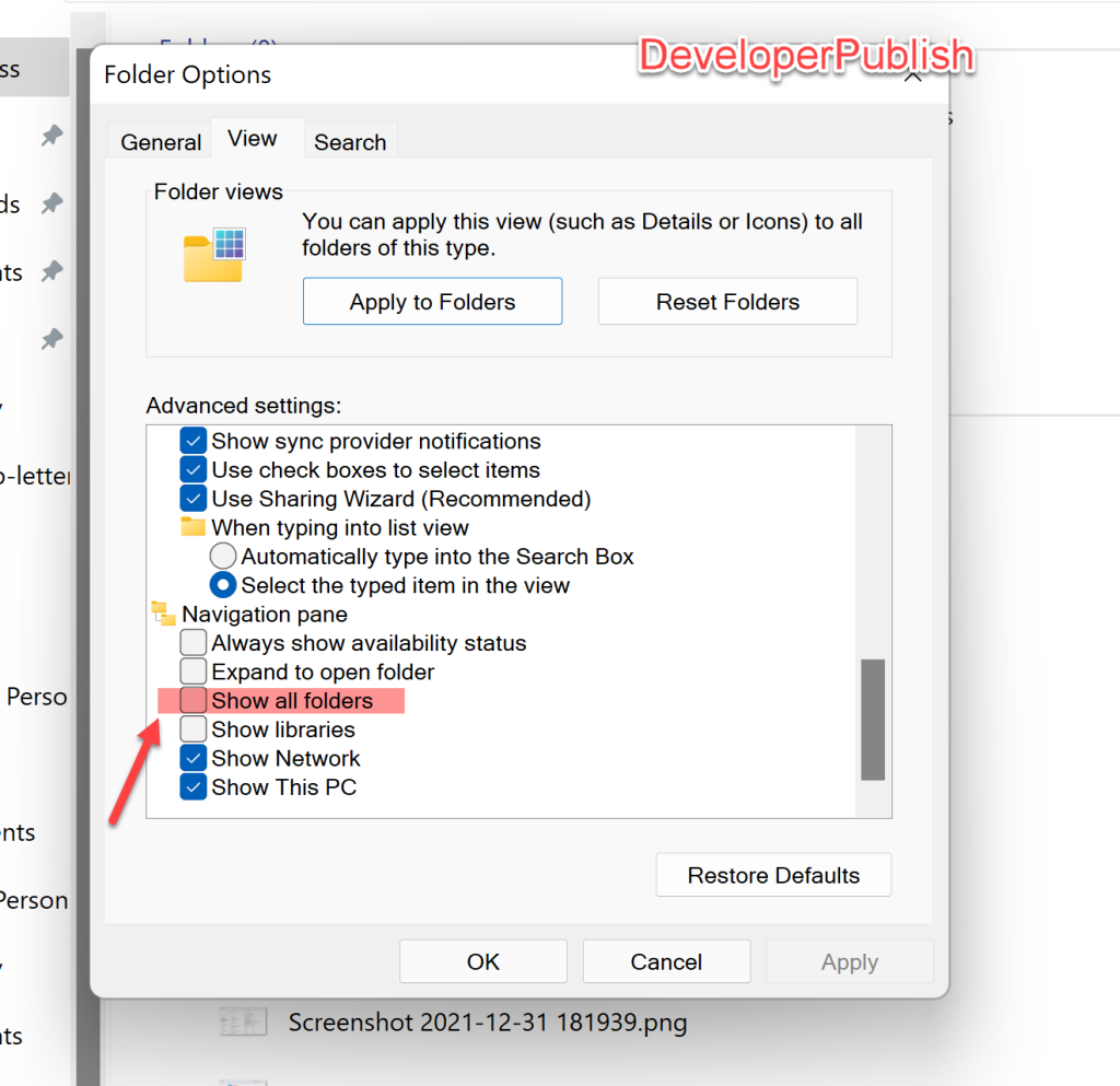 How to Turn On or Off Show all folders in Navigation Pane in Windows 11?